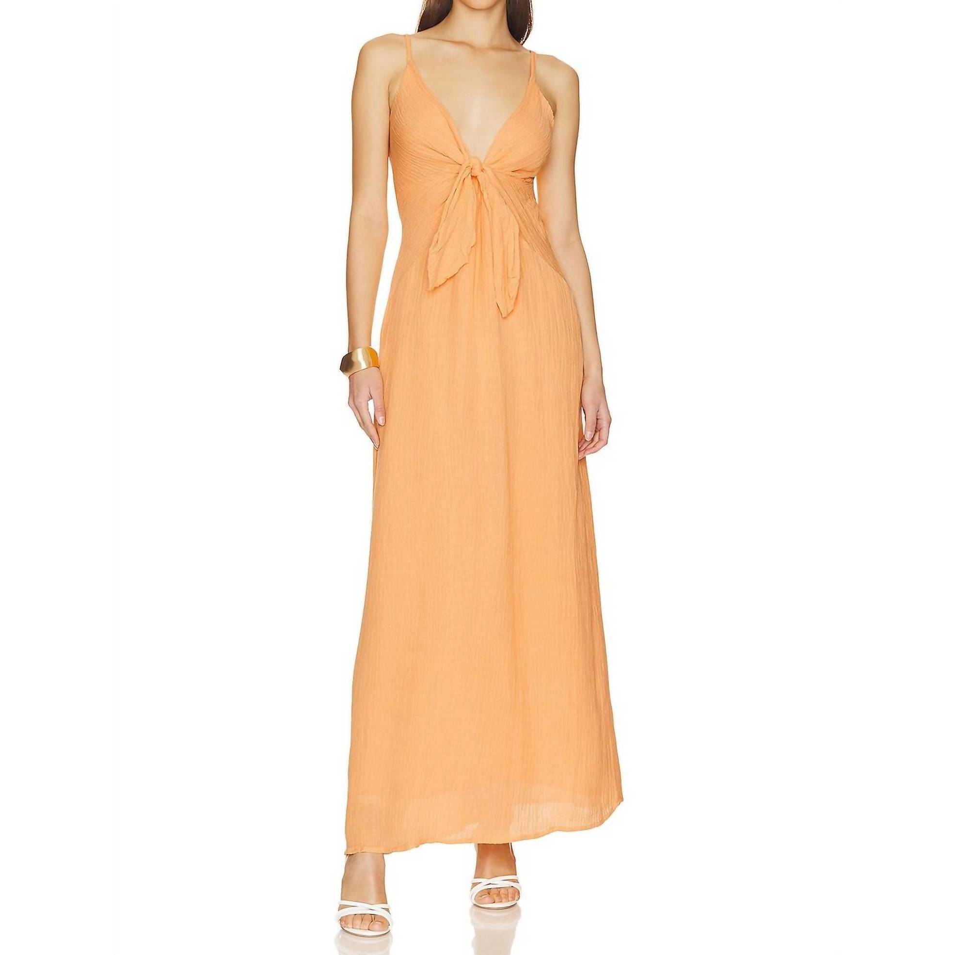 New Faithfull The Brand Verona Midi Dress In Saffron